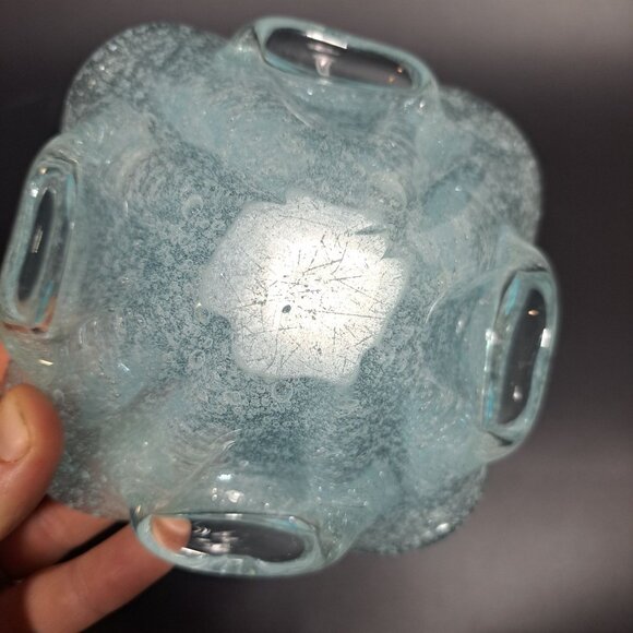 Murano Light Blue Bubble Art Glass Trinket Bowl - Picture 12 of 13